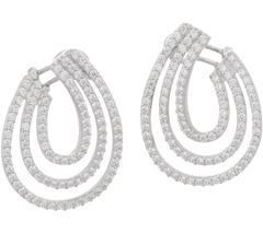 TOVA for Diamonique Sterling Silver Triple Row Drop Earrings