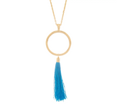 Belle by Kim Gravel Embellish Goldtone Bright Ocean Tassel Necklace