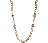 LOGO Links by Lori Goldstein Mixed Stone Curb Link Necklace