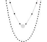 Italian Silver Circle Motif Gemstone Necklace Set, 18"; 30"L