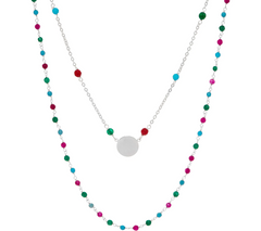 Italian Silver Circle Motif Multi Gemstones Necklace Set
