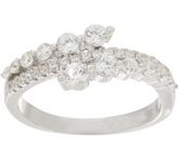 Diamonique Sterling Silver Graduated Asymmetrical Ring Size 6