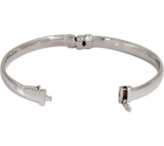 Silver Style Sterling Silver Solid Oval Hinged Bangle Large