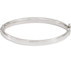 Silver Style Sterling Silver Solid Oval Hinged Bangle Large