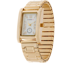 Isaac Mizrahi Live! Rectangular Dial Metal Expansion Gold Tone Watch Avg