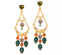 Pina Colada Chandelier Crystal Gold Tone Earrings