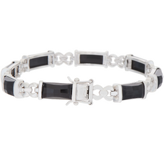 Black Spinel 7-1/4" Bracelet, Sterling Silver