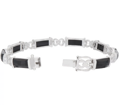 Black Spinel 7-1/4" Bracelet, Sterling Silver