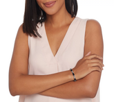 Black Spinel 7-1/4" Bracelet, Sterling Silver