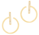 Italian Silver Open Circle White Topaz Hoop Earrings, 18K gold-plated Sterling silver