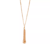 Susan Graver 40" Crystal Tassel Goldtone Necklace