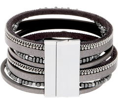 Susan Graver Multi-Strand Simulated Leather Bracelet 7-1/2"