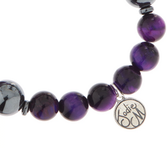 Jodie M. Rambler Purple Multi Beads Stretch Bracelet 7-1/4"