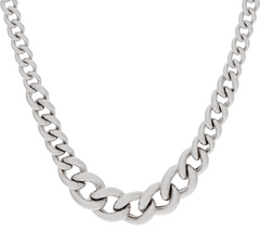 Bronzo Italia Graduated Curb Link Bronze 18" Silver Tone Necklace