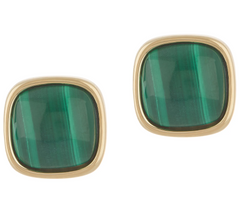 Bronzo Italia Malachite Bronze Stud Earrings