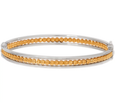 Italian Silver Diamond Cut Yellow Bead Bangle, Large