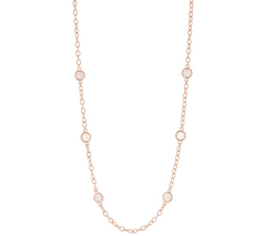 Bronzo Italia Rose Polished Rose Quartz Station 24" Bronze Necklace