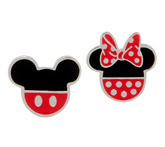 Mickey's 90th Birthday Mickey & Minnie Sterling Silver Stud Earrings,