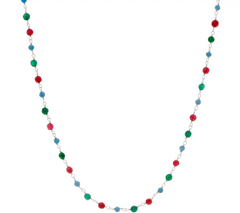 Italian Silver 20" Sterling Silver Multi Color Gemstone Necklace