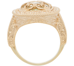 DeLatori 14K Gold Plated Green Quartz Cushion Cut Ring Size 5