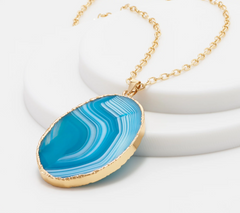 Joan Rivers Blue Agate Pendant Necklace