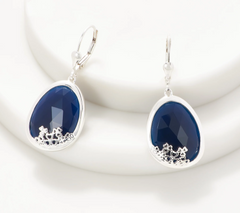 JMH Jewellery Sterling Silver and Blue Chalcedony Gemstone Earrings