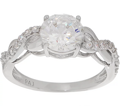 Diamonique  Sterling Silver Infinity Design Roung Cut Ring,Size 6