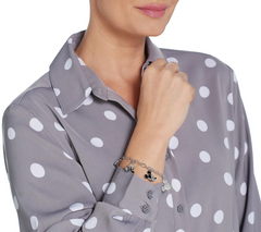 Mickey's 90th Birthday Mickey & Minnie Charm Bracelet Bracelet, 8"