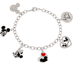 Mickey's 90th Birthday Mickey & Minnie Charm Bracelet Bracelet, 8"