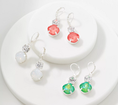 Joan Rivers Set of 3 Silvertone Crystal Earrings with Double Drop