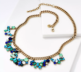 LOGO Links by Lori Goldstein Legacy Mixed Stone Bib Antiqued Goldtone Necklace