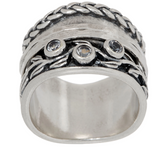 Or Paz Sterling Silver White Topaz Spinner Ring Size 9