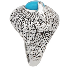 JAI Sterling Silver & Turquoise Born to Soar Eagle Ring Size 6