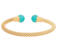 Italian Silver Sterling Turquoise Popcorn Gold Tone Cuff Small