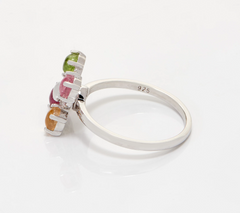 Sterling Silver Multi- Tourmaline Spinner Ring, Size 9