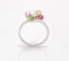 Sterling Silver Multi- Tourmaline Spinner Ring, Size 9