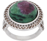 Sterling Silver Ruby Zoisite Ring Size 8