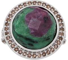 Sterling Silver Ruby Zoisite Ring Size 8