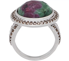 Sterling Silver Ruby Zoisite Ring Size 8