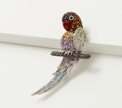 Sterling Silver Gemstone Parrot Pin/Pendant