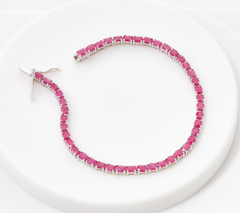 Affinity Gems Sterling Silver Precious Pink Ruby Tennis Bracelet 7-3/4"