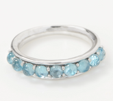Affinity Gems Cabochon Blue Topaz Gemstone Sterling Silver Band Ring, Size 6