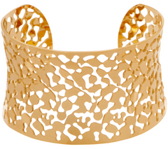 Stainless Steel Goldtone Pebble Design Cut-Out Cuff Bracelet, Small: 6-3/4"