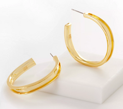 RLM Gold-clad Bronze 1.5" Concave Hoop Earrings