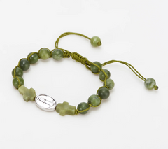 Connemara Marble Adjustable Silvertone St. Patrick Bracelet with Cross Beads