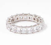 Diamonique Platinum Clad Silver Princess Cut Eternity Band Ring Size 7