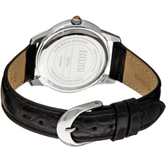 Ecclissi Facets Stainless Citrine Gemstone & Leather Watch