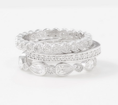 Diamonique Sterling Silver Set of 3 Stackable Rings Size 9