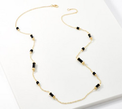 JUDITH Verona 14K Gold Clad Black Onyx Gemstone Necklace