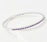 Affinity Gems Sterling Silver Bangle Bracelet Sterling Silver, Amethyst, Small